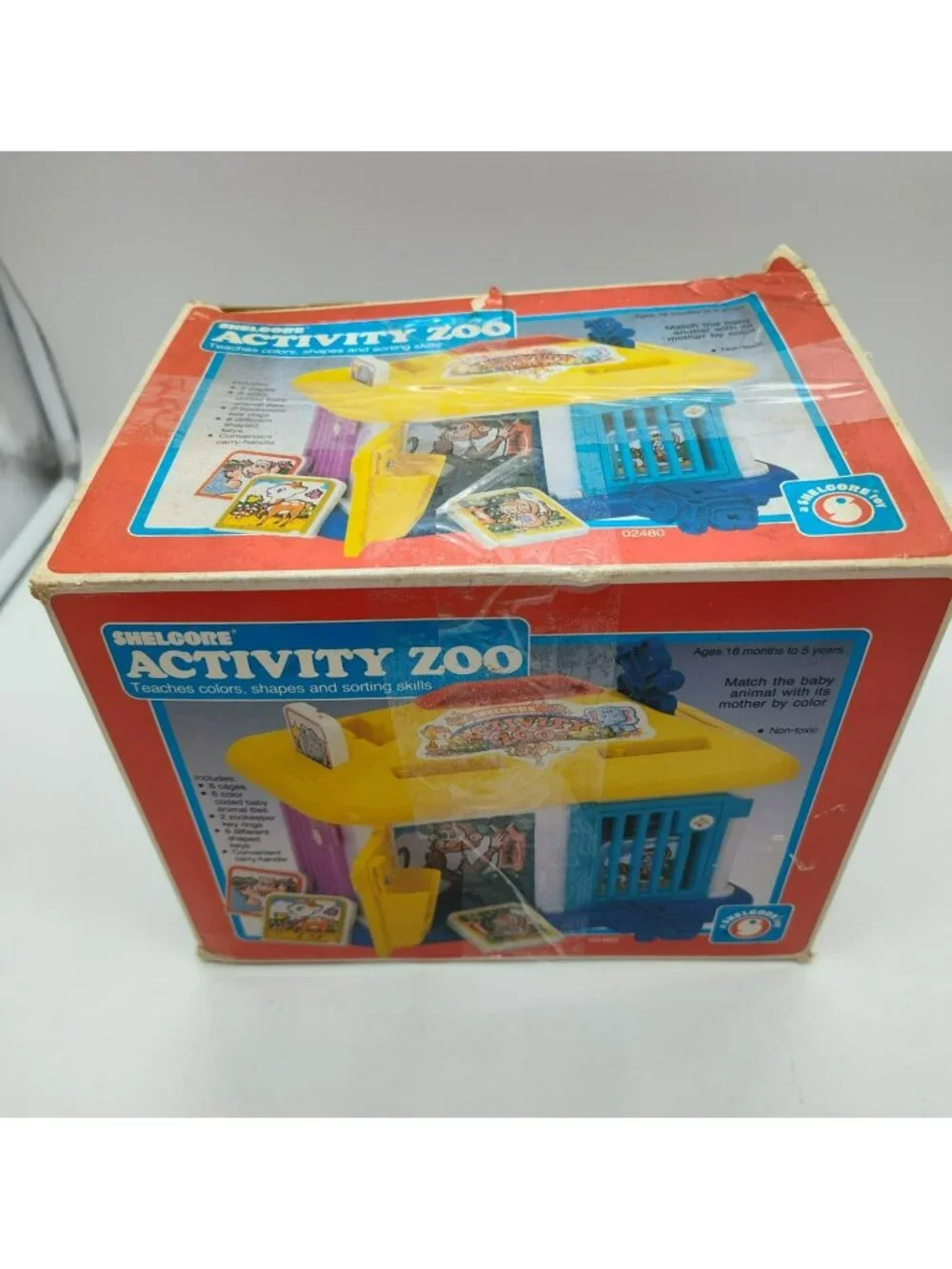 Vintage Shelcore 1986 Sorting Activity Zoo Animals Baby Toddler Toy, Box & Keys